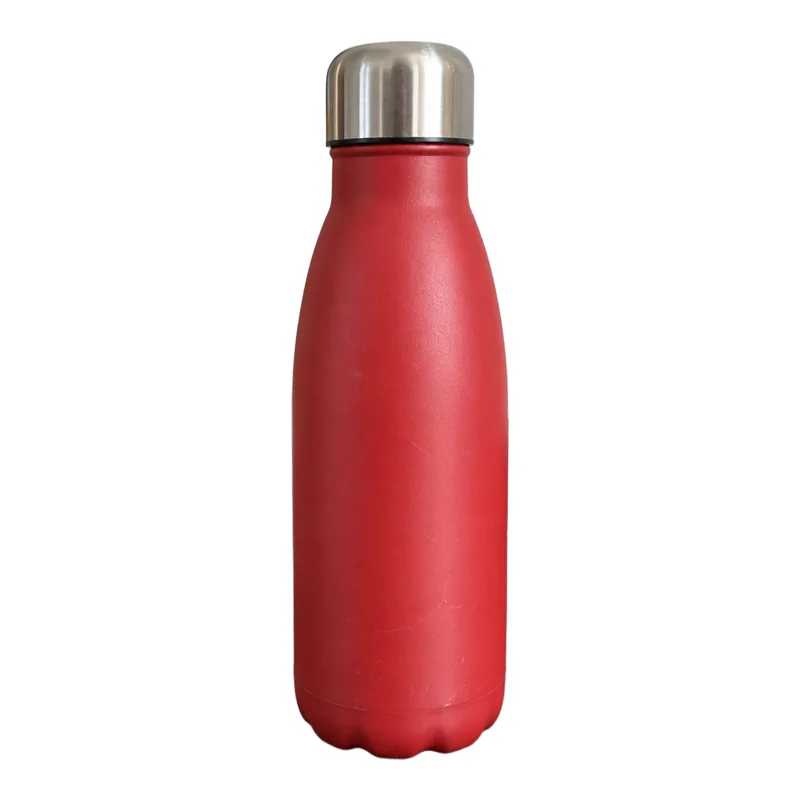 A red insulated water bottle with a steel cap — finished Amazon main image