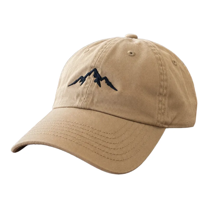 A beige baseball cap with an embroidered mountain — finished Amazon main image